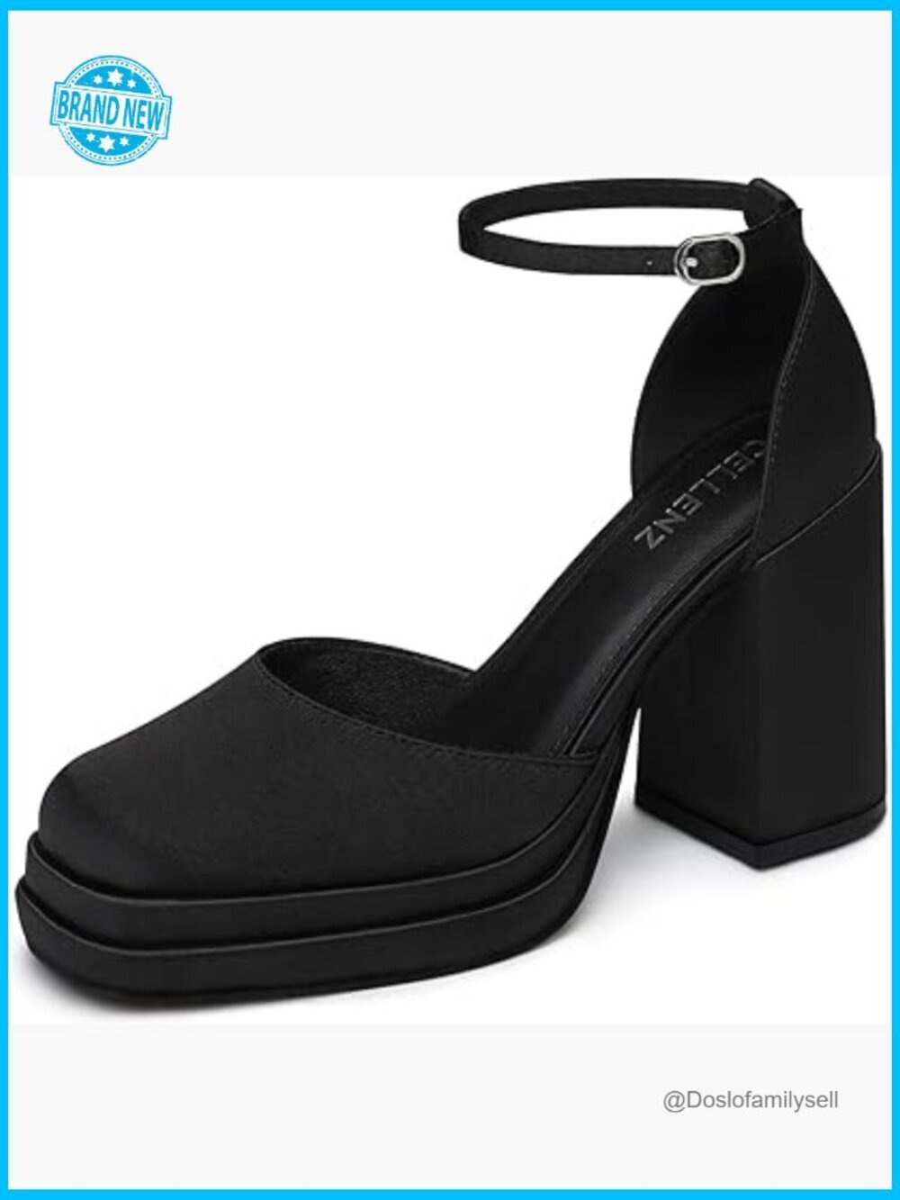 Chunky High Heel Platform Pumps with Ankle Strap for Wedding Party